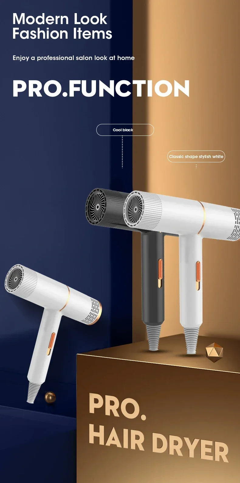 Professional Hair Dryer Strong Wind Salon Dryer Hot Air and Cold Air Wind Negative Ionic Hammer Blower Dry Electric Hair Dryer