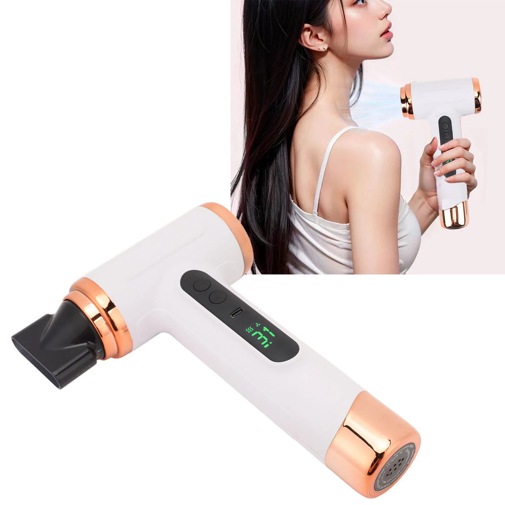 Cordless Hair Dryer 15000mAh Portable USB Rechargeable Hair Dryer with USB Charging Cold Hot Wind 200W for Students Dormitory Wh