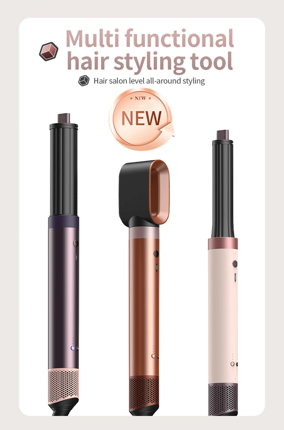 1700W 6-in-1 professional multifunctional hair dryer hot and cold air brush curling iron straightener salon grade fast drying