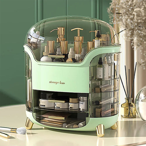 Cosmetic Storage Box with Lid and Drawers, Countertop Makeup Organizer Case, Waterproof & Dustproof Cosmetics Rack
