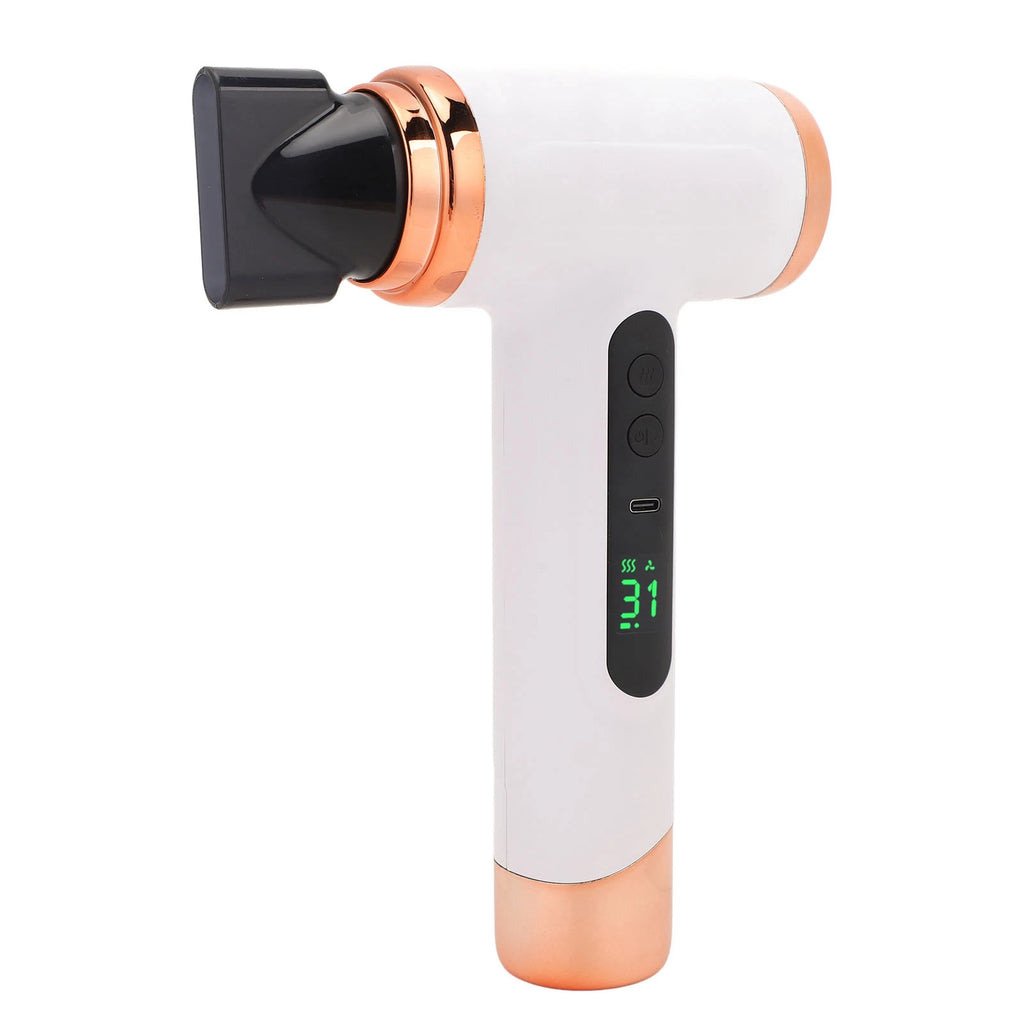 Cordless Hair Dryer 15000mAh Portable USB Rechargeable Hair Dryer with USB Charging Cold Hot Wind 200W for Students Dormitory Wh