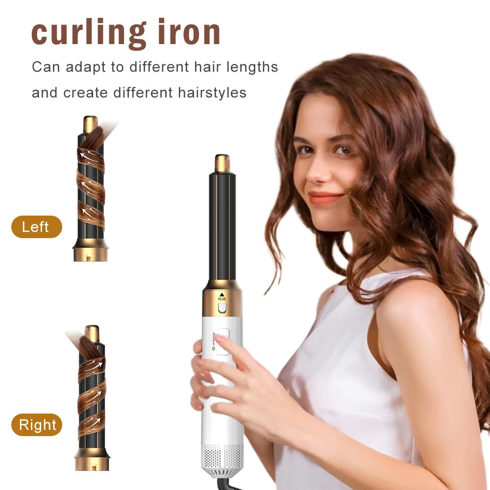 6 in 1 Hair Dryer Brush Detachable Airflow Comb Curler Straightening Brush Heat Control Styler for Smooth Hair
