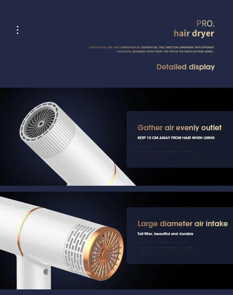 Professional Hair Dryer Strong Wind Salon Dryer Hot Air and Cold Air Wind Negative Ionic Hammer Blower Dry Electric Hair Dryer