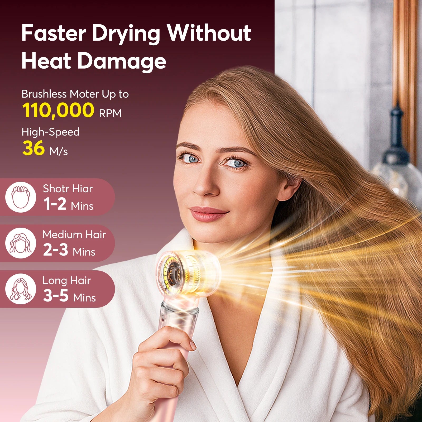 5 in 1 Hair Dryer, Air Wrap Styler with Travel Bag-Frizz-Free Auto Wrap Curler, Straightening for Hair Styling, No Heat Damage