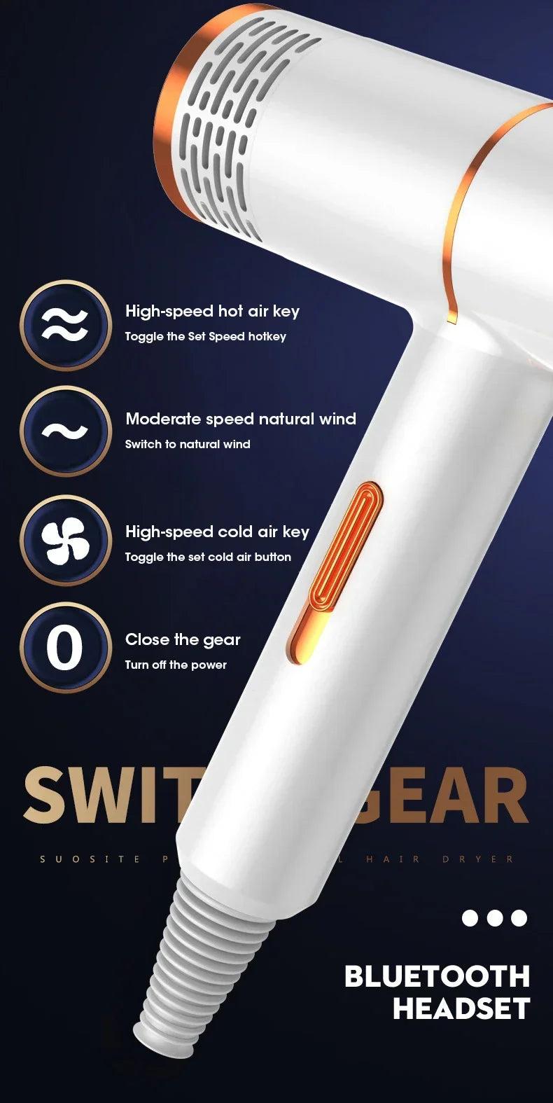 Professional Hair Dryer Strong Wind Salon Dryer Hot Air and Cold Air Wind Negative Ionic Hammer Blower Dry Electric Hair Dryer