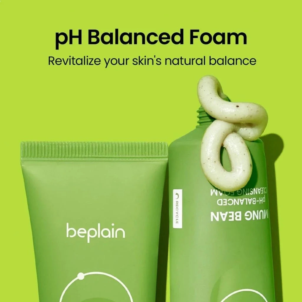 Korean Skincare Products BEPLAIN Mung Bean Pore Serum,Deep Cleansing Foam,facial Pore Remover Clay Mask and Makeup Remover Oil