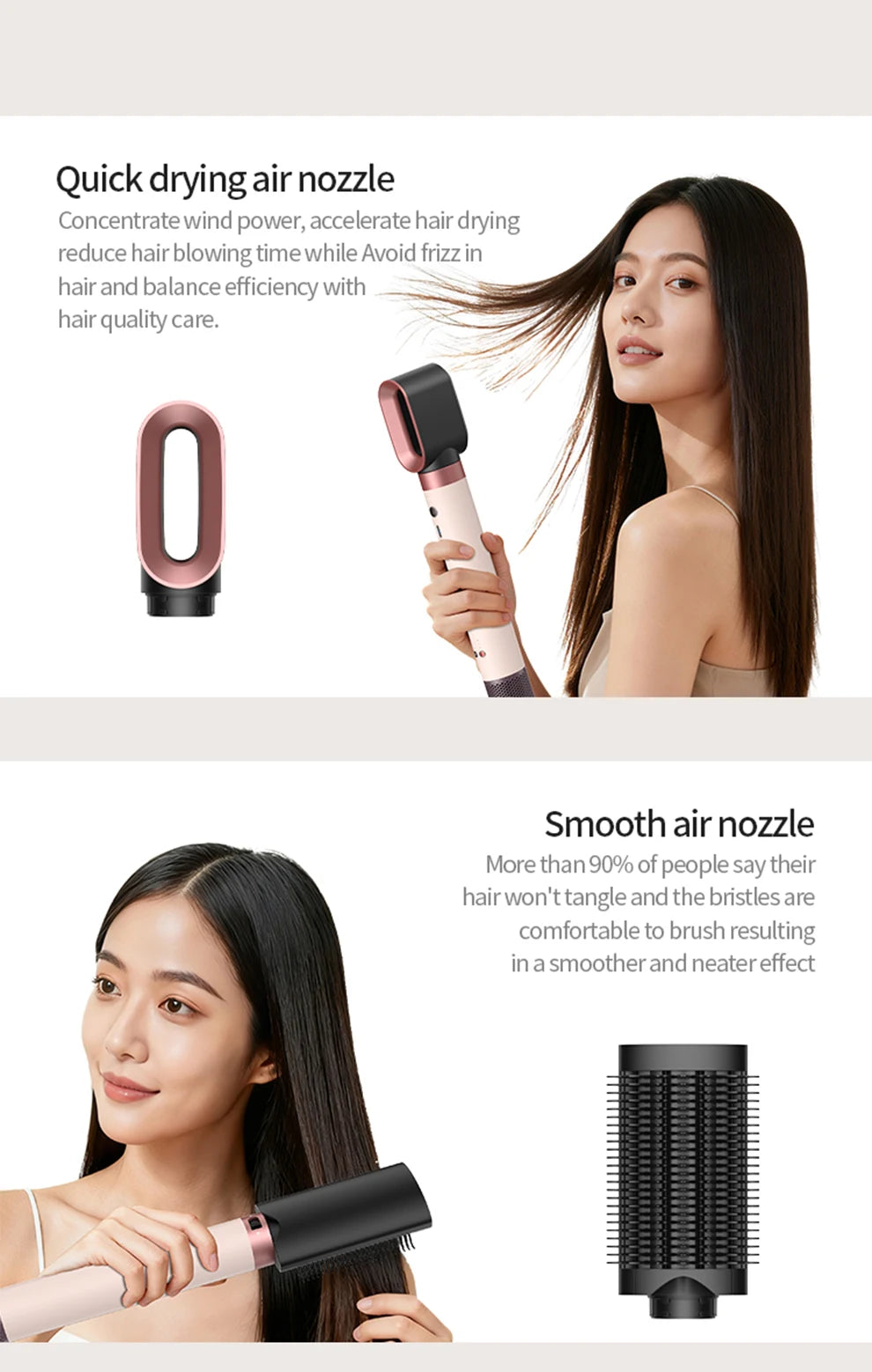 1700W 6-in-1 professional multifunctional hair dryer hot and cold air brush curling iron straightener salon grade fast drying