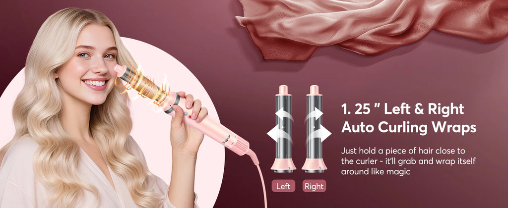 5 in 1 Hair Dryer, Air Wrap Styler with Travel Bag-Frizz-Free Auto Wrap Curler, Straightening for Hair Styling, No Heat Damage