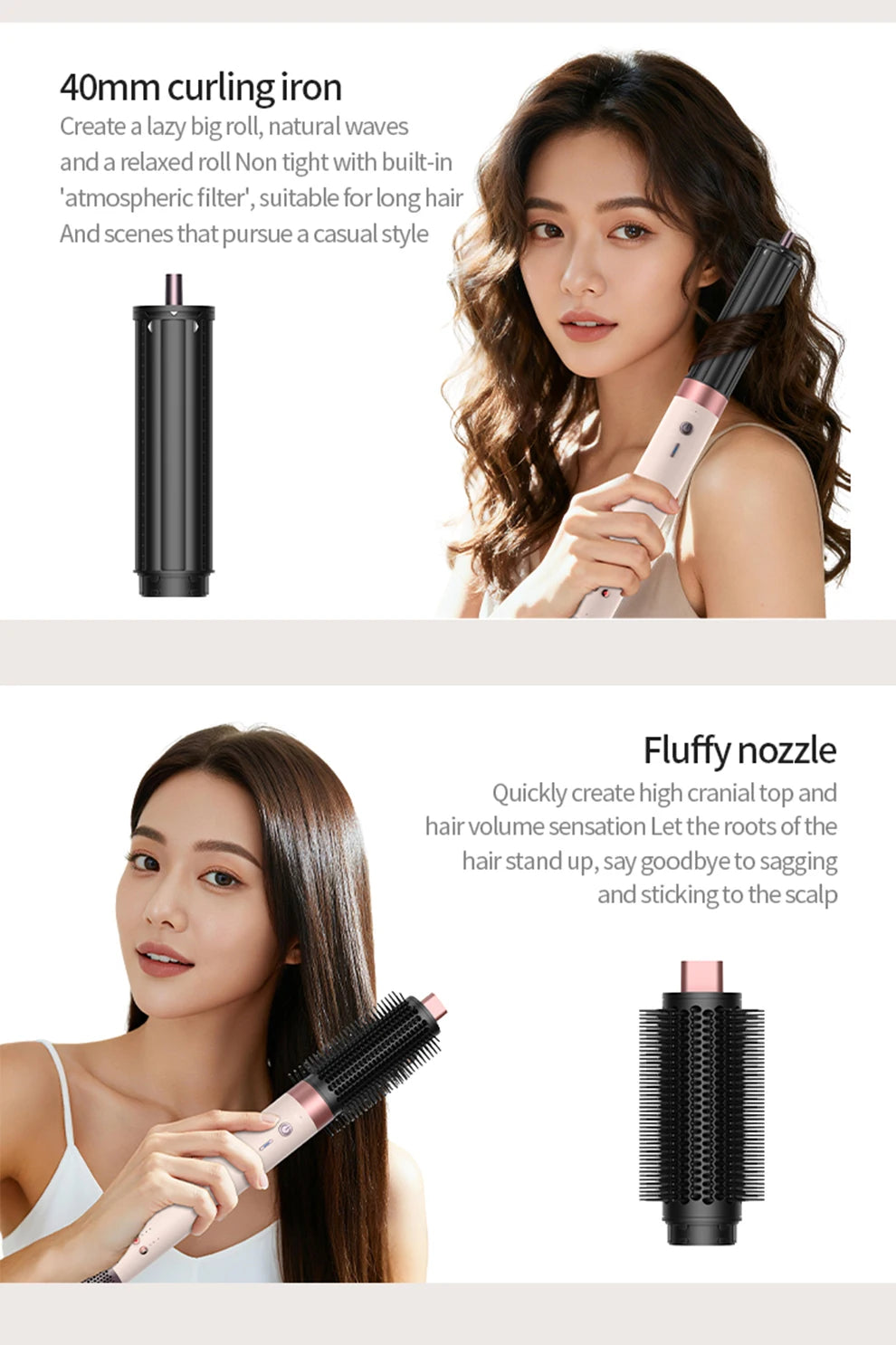 1700W 6-in-1 professional multifunctional hair dryer hot and cold air brush curling iron straightener salon grade fast drying