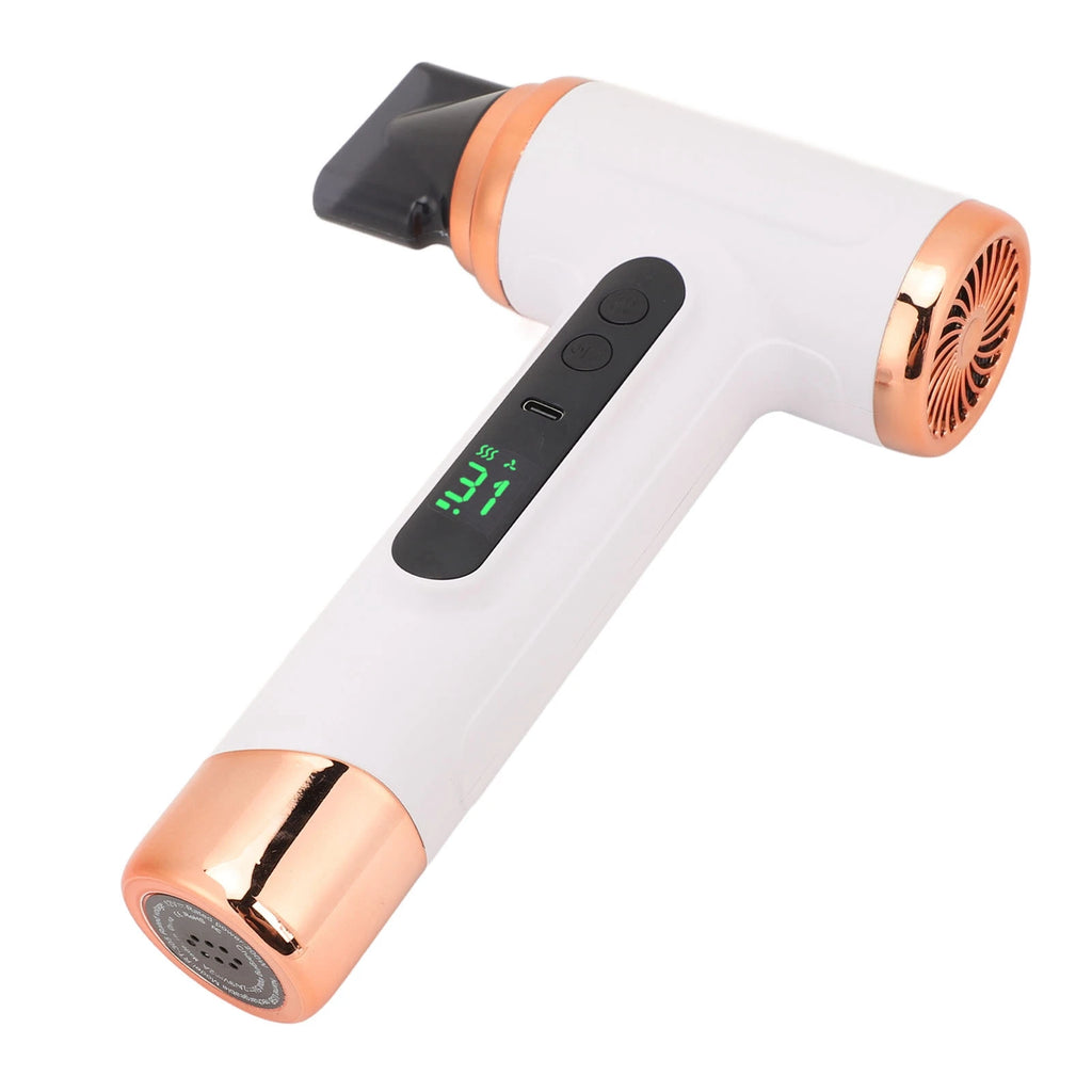 Cordless Hair Dryer 15000mAh Portable USB Rechargeable Hair Dryer with USB Charging Cold Hot Wind 200W for Students Dormitory Wh