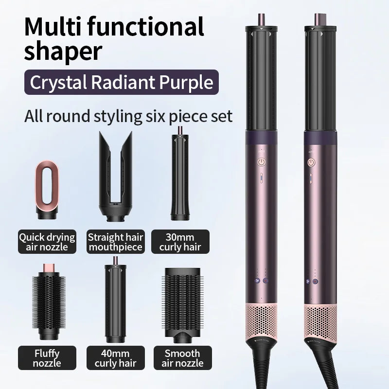 1700W 6-in-1 professional multifunctional hair dryer hot and cold air brush curling iron straightener salon grade fast drying