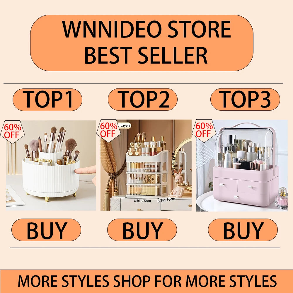 Cosmetic Storage Box with Lid and Drawers, Countertop Makeup Organizer Case, Waterproof & Dustproof Cosmetics Rack