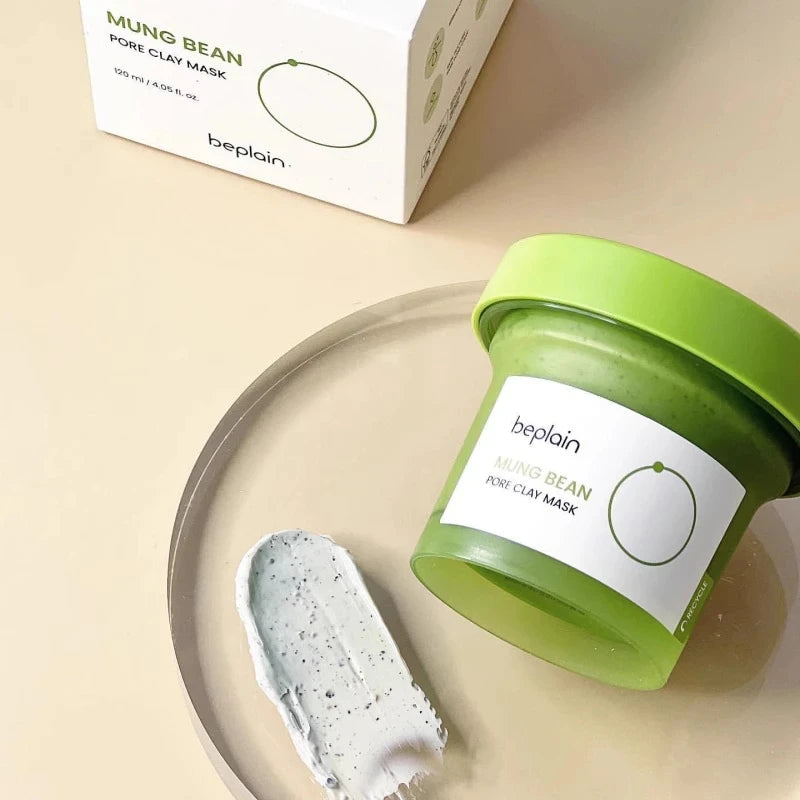 Korean Skincare Products BEPLAIN Mung Bean Pore Serum,Deep Cleansing Foam,facial Pore Remover Clay Mask and Makeup Remover Oil
