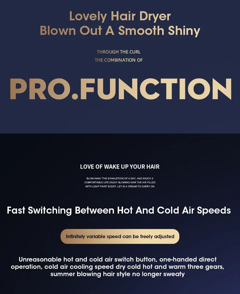Professional Hair Dryer Strong Wind Salon Dryer Hot Air and Cold Air Wind Negative Ionic Hammer Blower Dry Electric Hair Dryer