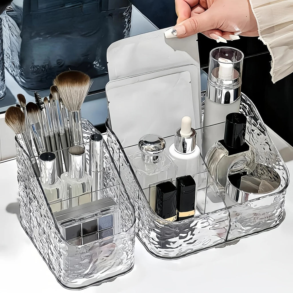 A set of transparent cosmetic storage box, plastic cosmetic storage box, cosmetic table, lipstick ice frame, skin care products,