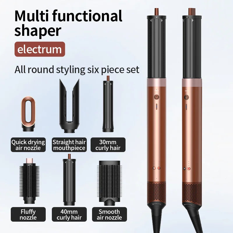 1700W 6-in-1 professional multifunctional hair dryer hot and cold air brush curling iron straightener salon grade fast drying