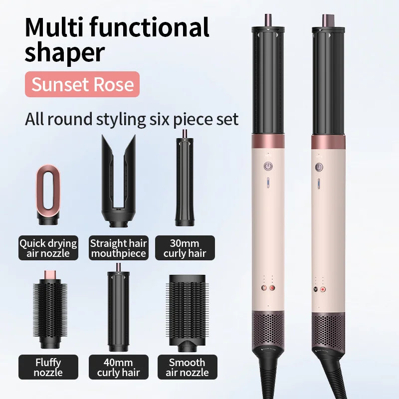 1700W 6-in-1 professional multifunctional hair dryer hot and cold air brush curling iron straightener salon grade fast drying