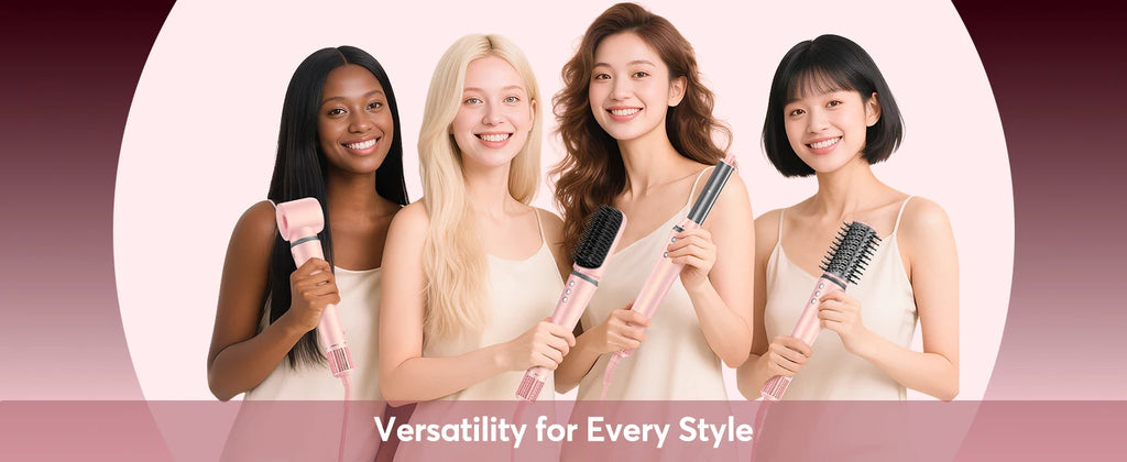 5 in 1 Hair Dryer, Air Wrap Styler with Travel Bag-Frizz-Free Auto Wrap Curler, Straightening for Hair Styling, No Heat Damage