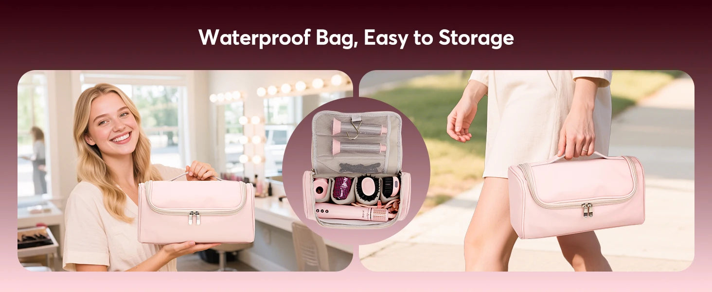 5 in 1 Hair Dryer, Air Wrap Styler with Travel Bag-Frizz-Free Auto Wrap Curler, Straightening for Hair Styling, No Heat Damage