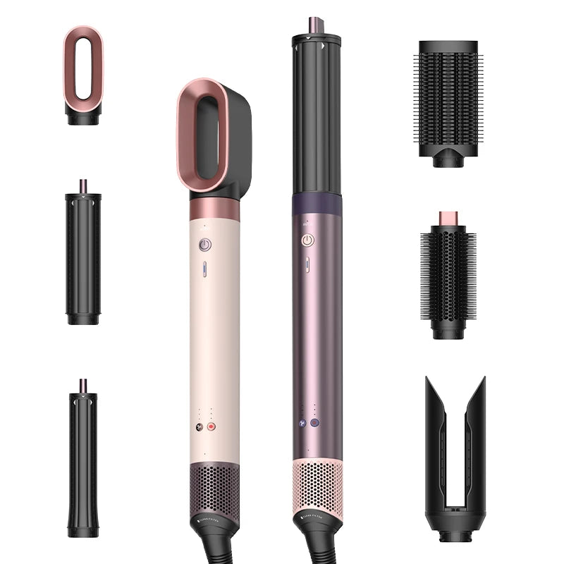 1700W 6-in-1 professional multifunctional hair dryer hot and cold air brush curling iron straightener salon grade fast drying